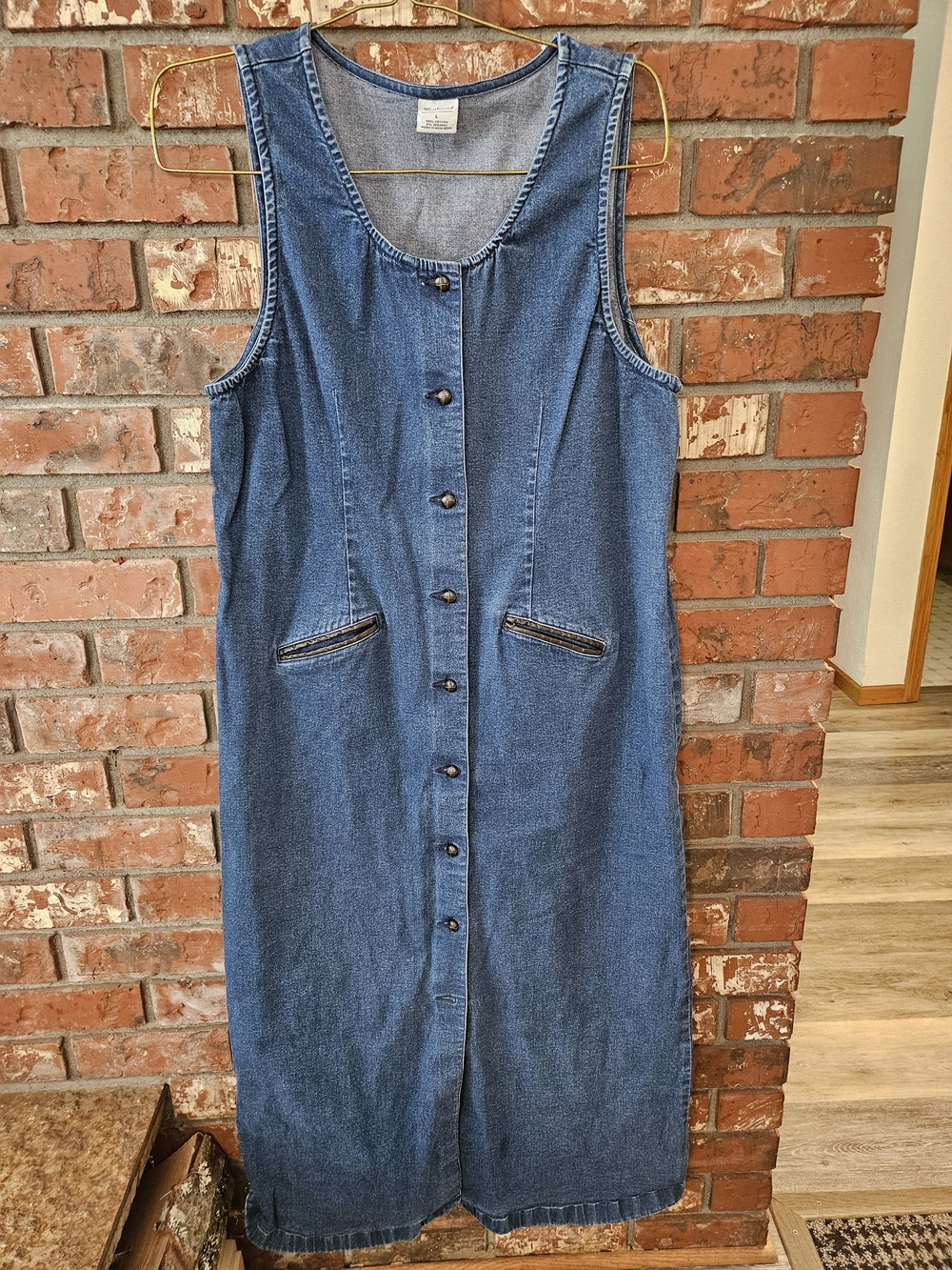 Westbound Blue Denim Button-Front Maxi Jumper Dress